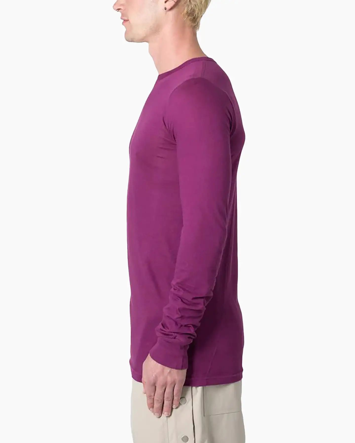 MNML Sheer Knit Jersey Long Sleeve T-Shirt Magenta