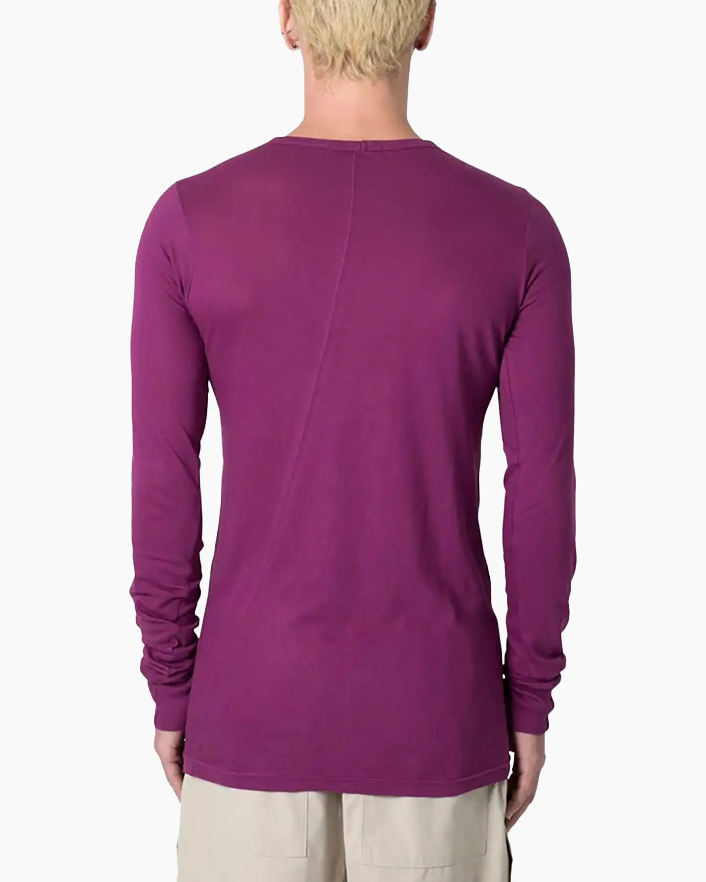 MNML Sheer Knit Jersey Long Sleeve T-Shirt Magenta