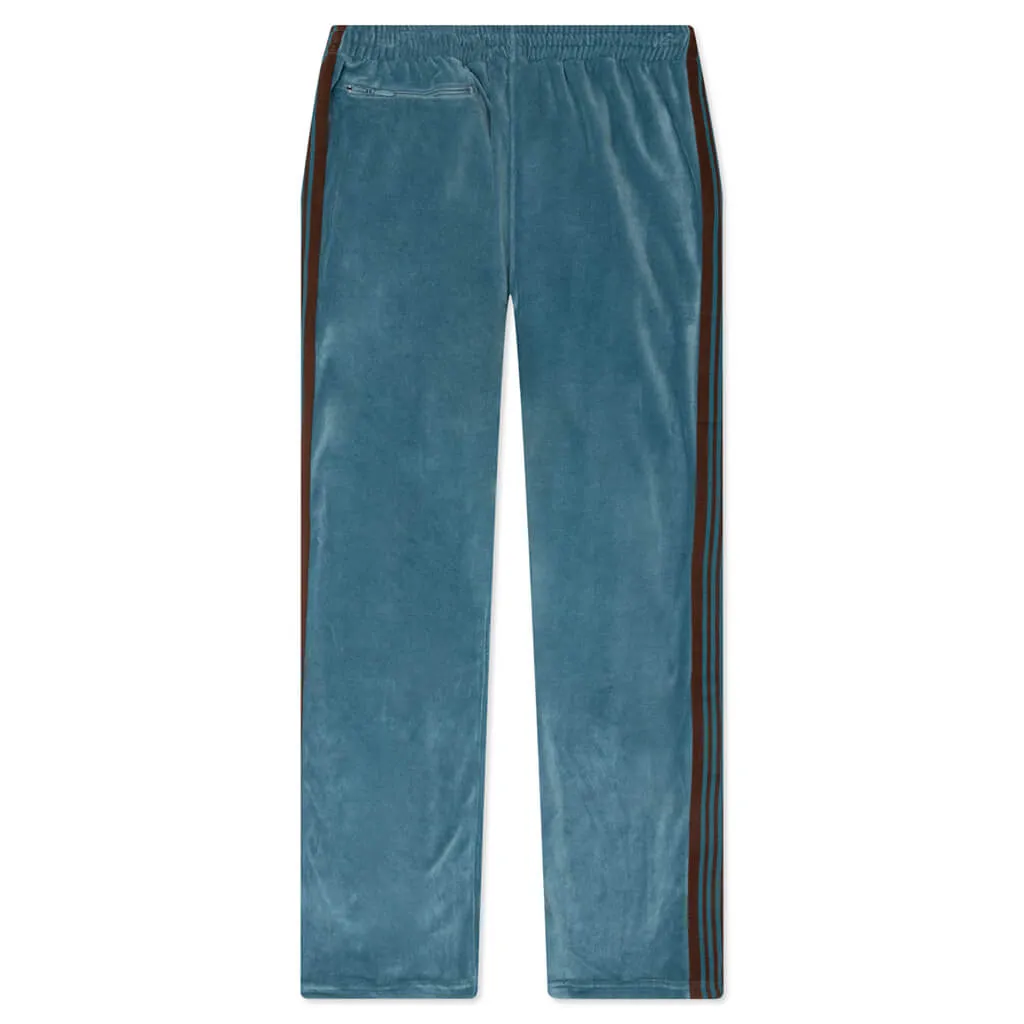 Narrow Track Pant C/PE Velour - Blue/Grey