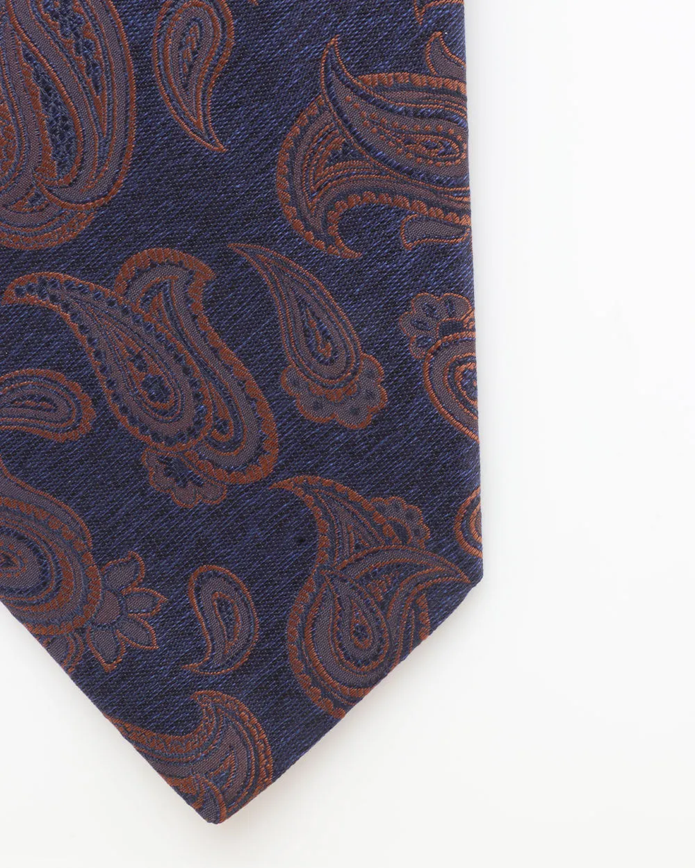 Navy and Brown Paisley Silk Tie