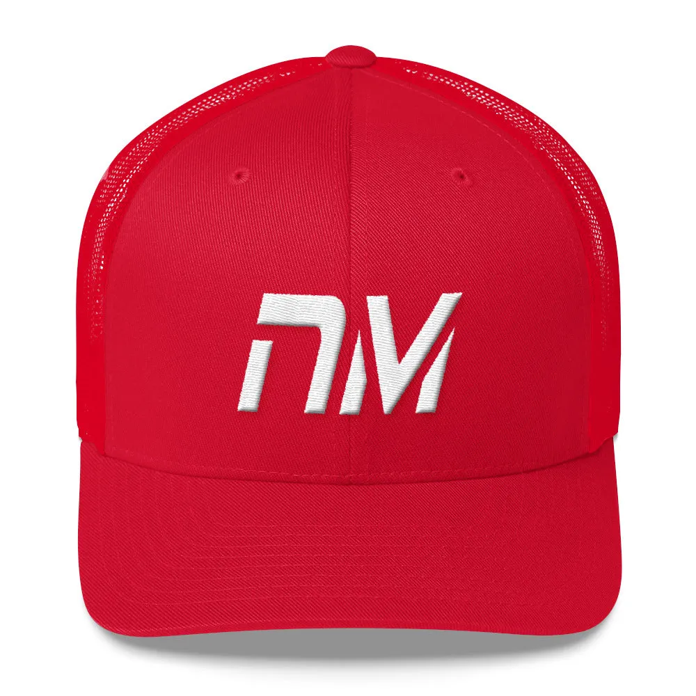 New Mexico - Mesh Back Trucker Cap - White Embroidery - NM - Many Hat Color Options Available