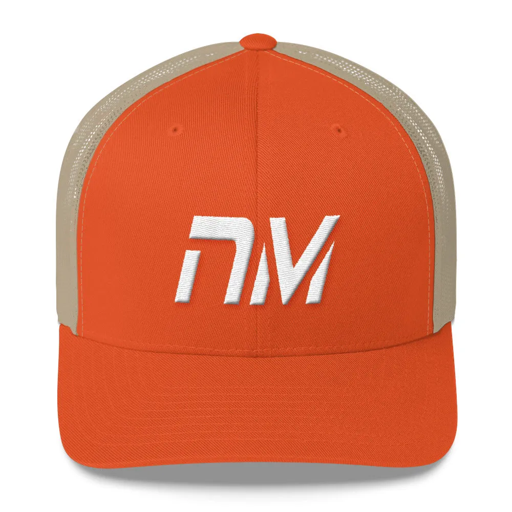 New Mexico - Mesh Back Trucker Cap - White Embroidery - NM - Many Hat Color Options Available