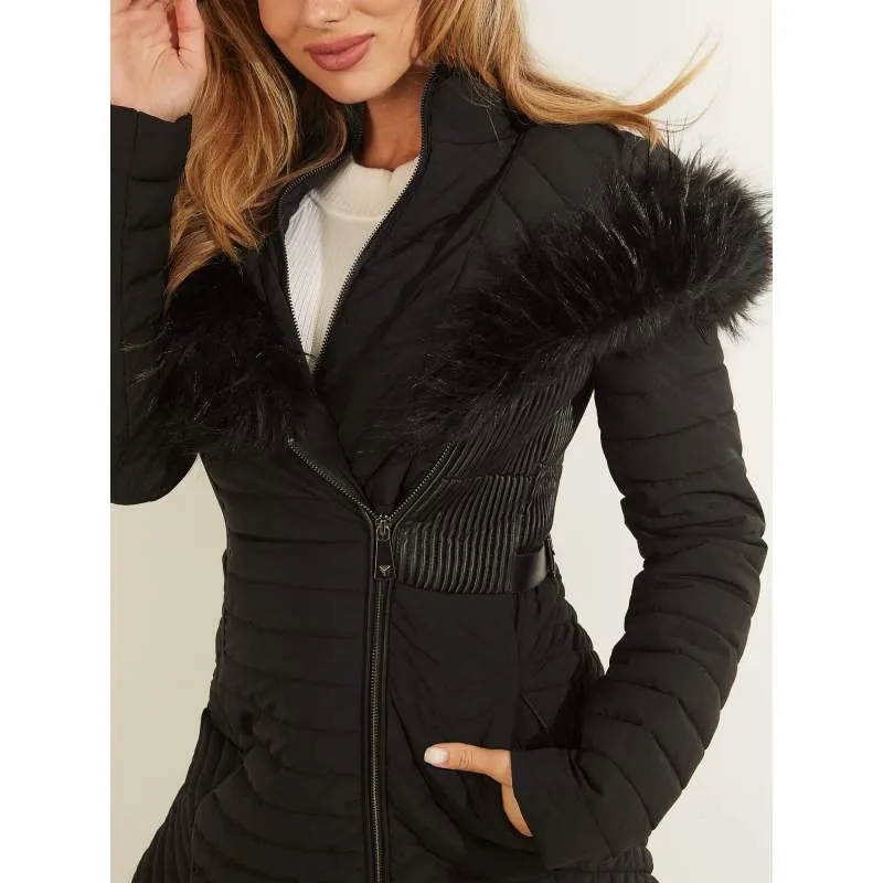 Padded coat woman black Guess - Unas1- Guess with Discounts- Miami