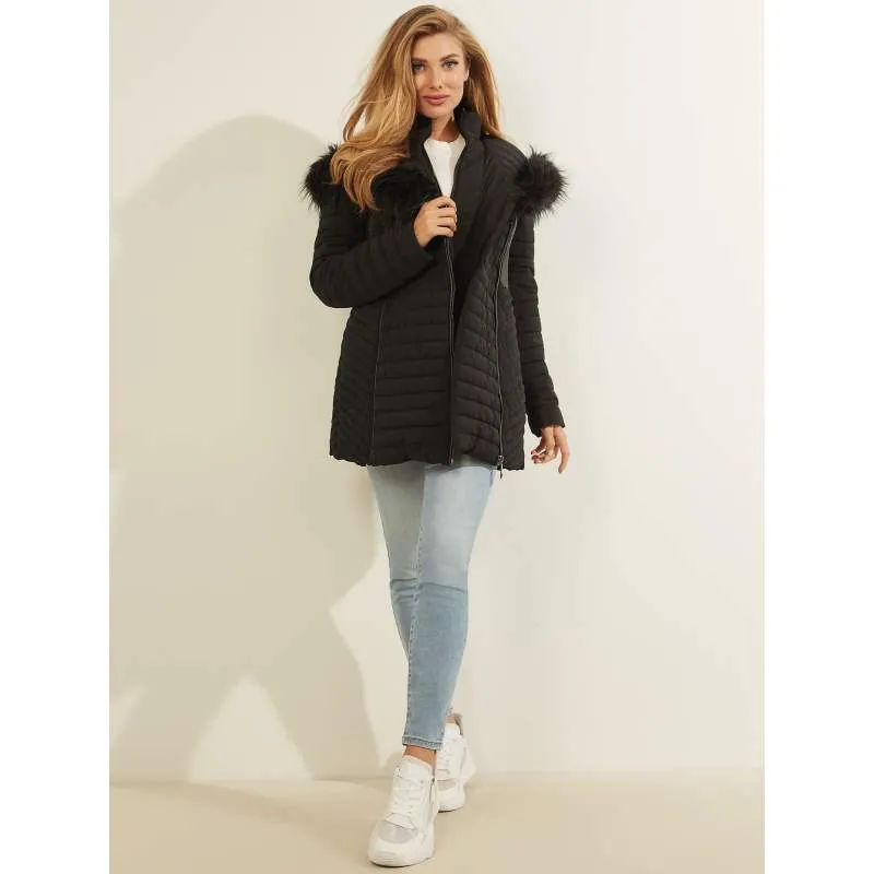 Padded coat woman black Guess - Unas1- Guess with Discounts- Miami