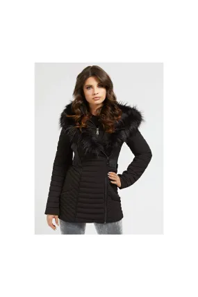 Padded coat woman black Guess - Unas1- Guess with Discounts- Miami