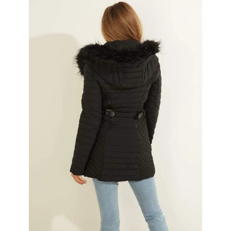 Padded coat woman black Guess - Unas1- Guess with Discounts- Miami