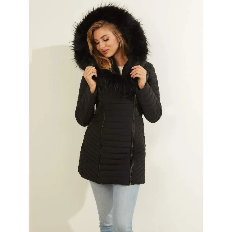 Padded coat woman black Guess - Unas1- Guess with Discounts- Miami