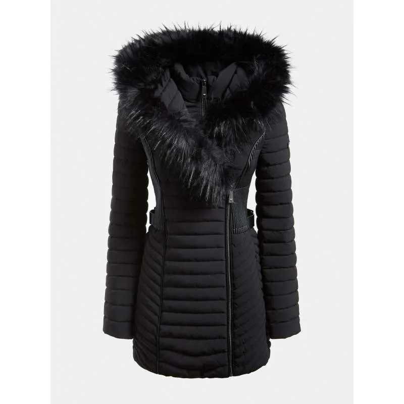 Padded coat woman black Guess - Unas1- Guess with Discounts- Miami