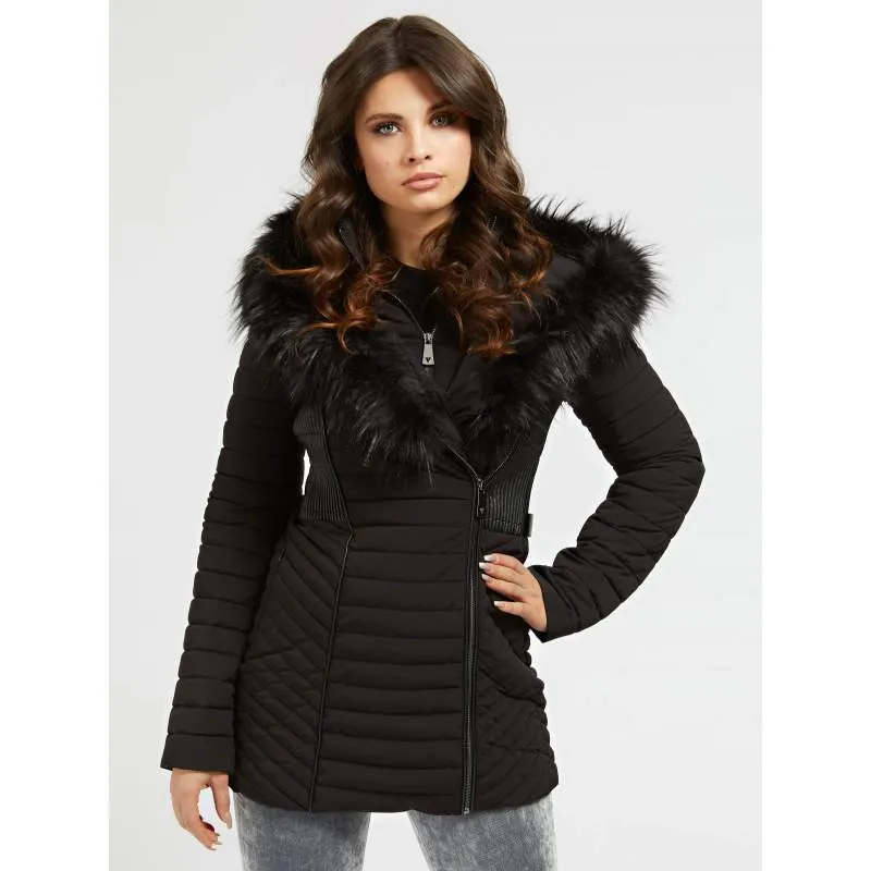 Padded coat woman black Guess - Unas1- Guess with Discounts- Miami