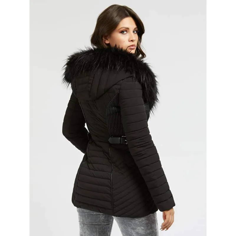 Padded coat woman black Guess - Unas1- Guess with Discounts- Miami