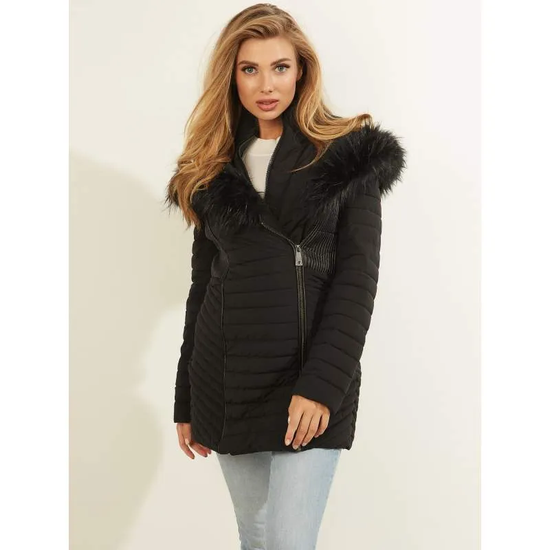 Padded coat woman black Guess - Unas1- Guess with Discounts- Miami