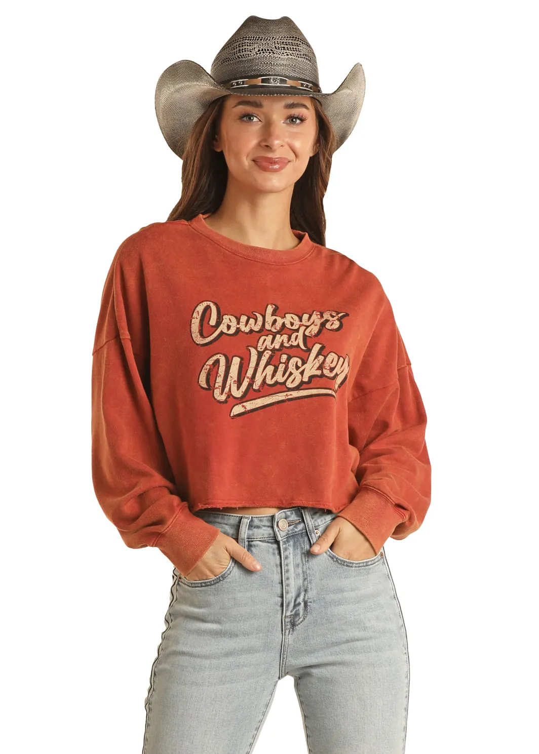 Panhandle Slim Womens Cowboys & Whiskey Long Sleeve Shirt