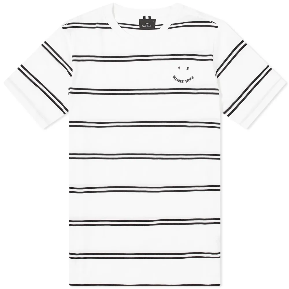 Paul Smith PS Happy Stripe T-ShirtWhite & Blue