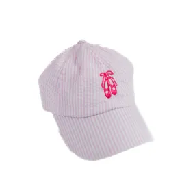 Pink Embroidered Seersucker Ball Cap - Ballet Slipper