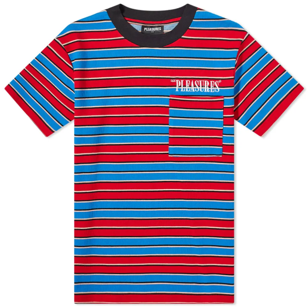 PLEASURES Chainsmoke Stripe T-ShirtBlue & Maroon