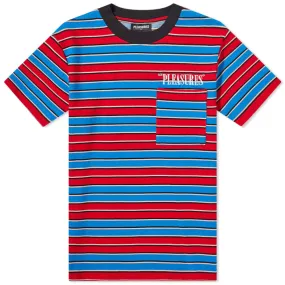 PLEASURES Chainsmoke Stripe T-ShirtBlue & Maroon