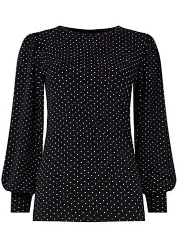 Polka Dot Balloon Sleeve Slim Fit Jersey Top by Joe Browns | Look Again