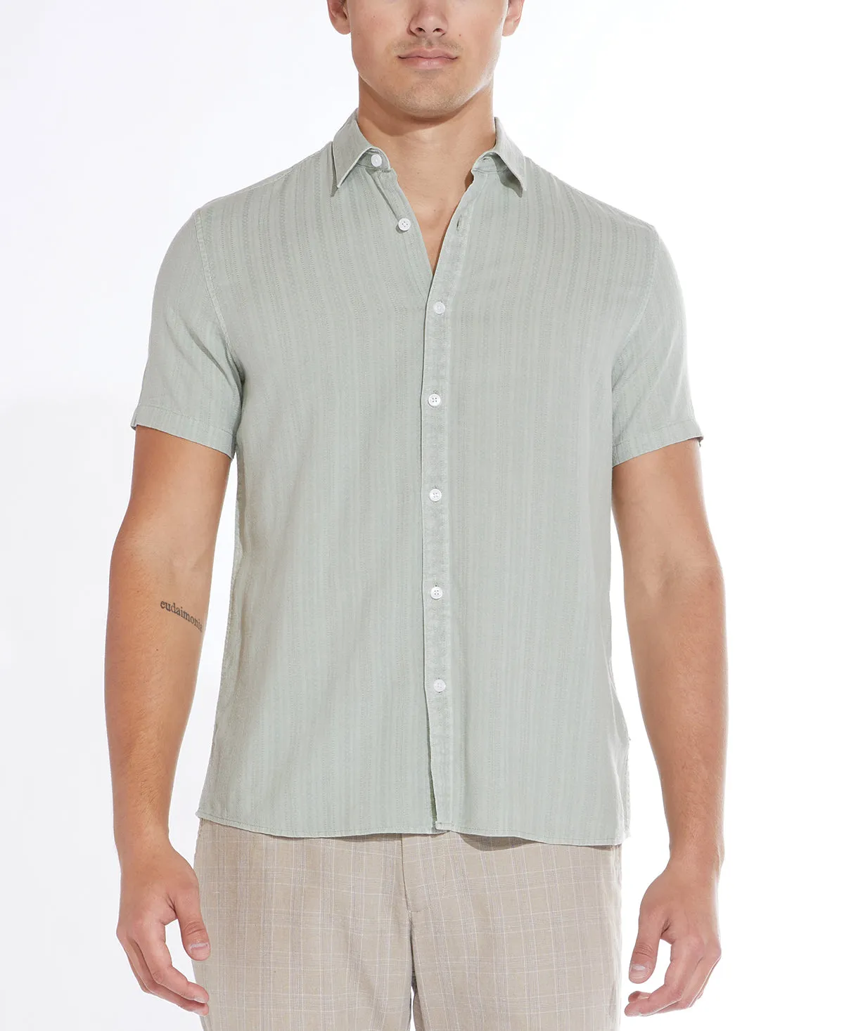 Pueblo Jacquard Stripe Woven Shirt (Sage)