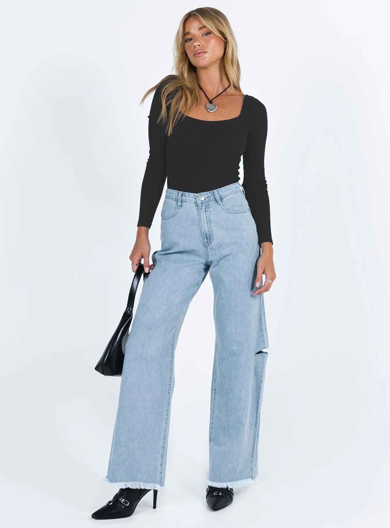 Rebekah Wide Leg Jeans Mid Wash Denim