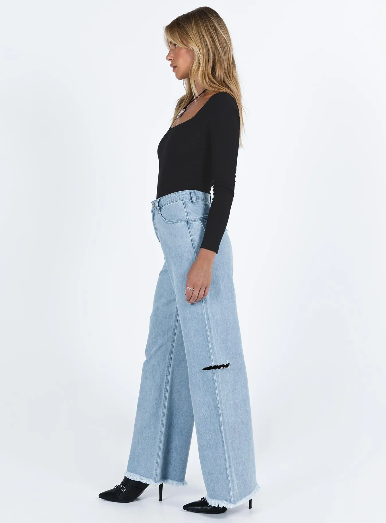 Rebekah Wide Leg Jeans Mid Wash Denim