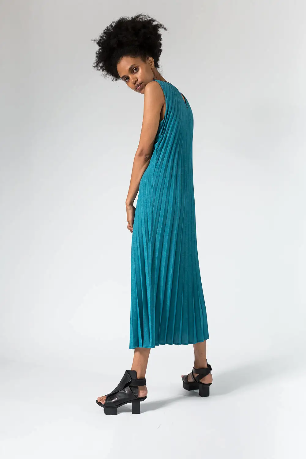 Reversible Racerback Maxi Sunburst Dress | Teal