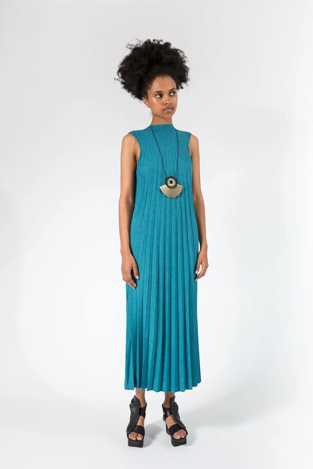 Reversible Racerback Maxi Sunburst Dress | Teal