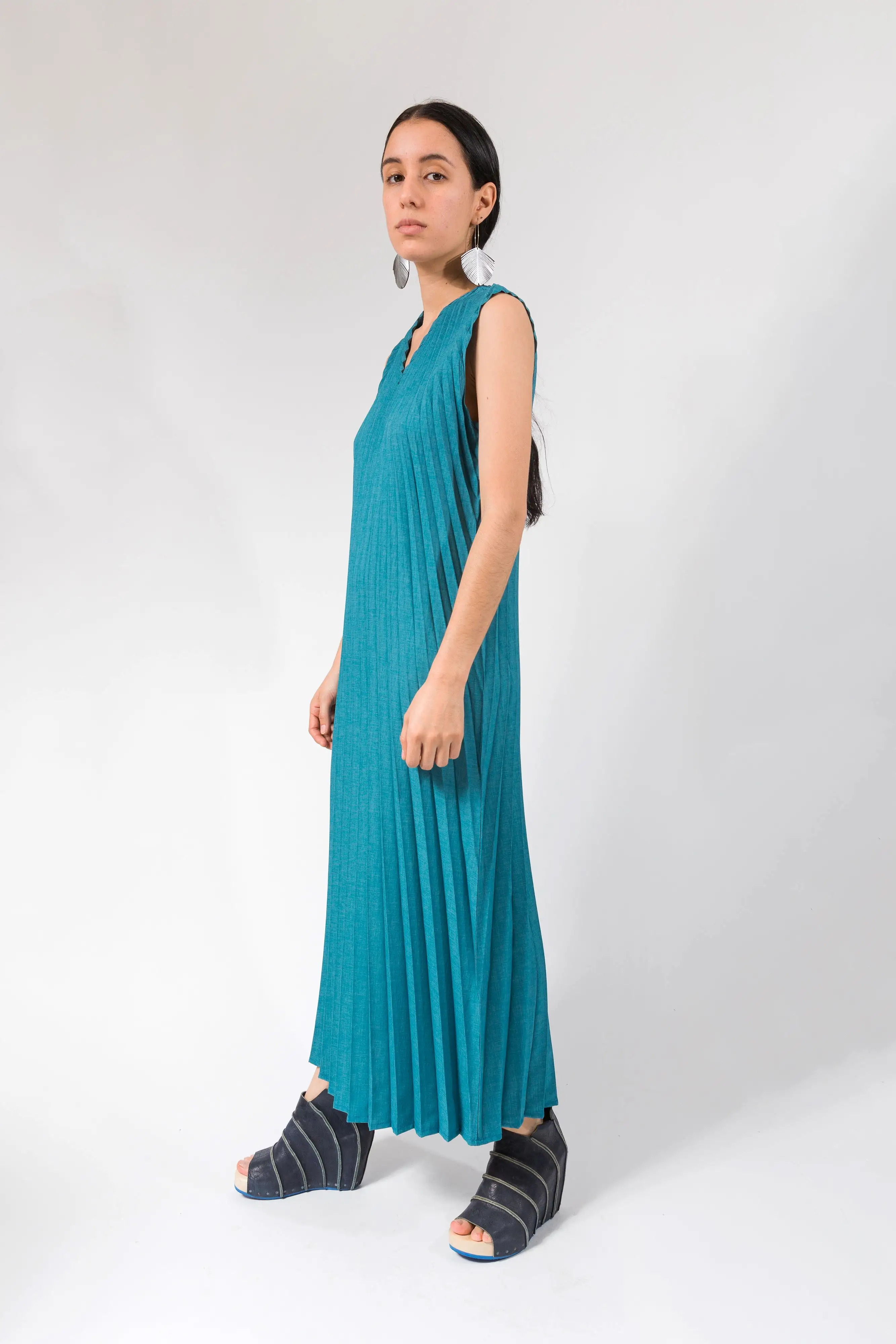 Reversible Racerback Maxi Sunburst Dress | Teal