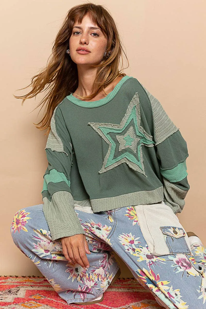 She's a Star Patched Top w/ Long sleeve