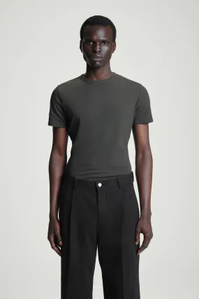 SLIM COTTON-CREPE T-SHIRT - Round neck - Short sleeve - DARK GREY - Men | H&M GB