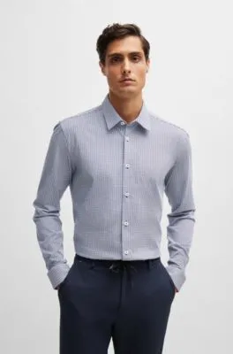 Slim-fit shirt in a printed performance-stretch blend