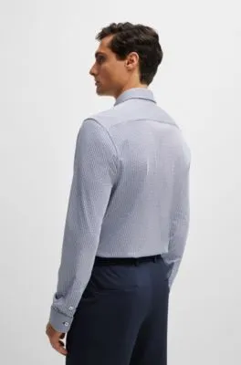 Slim-fit shirt in a printed performance-stretch blend