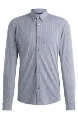 Slim-fit shirt in a printed performance-stretch blend