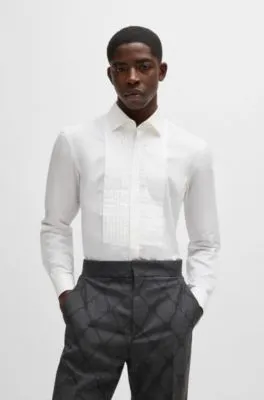 Slim-fit shirt in easy-iron cotton poplin