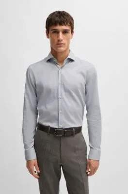 Slim-fit shirt in easy-iron stretch cotton