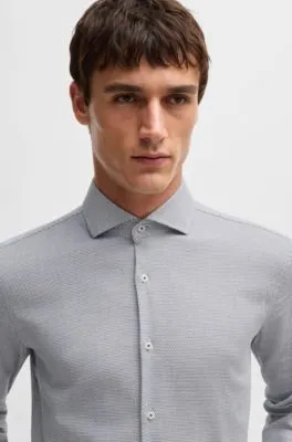 Slim-fit shirt in easy-iron stretch cotton