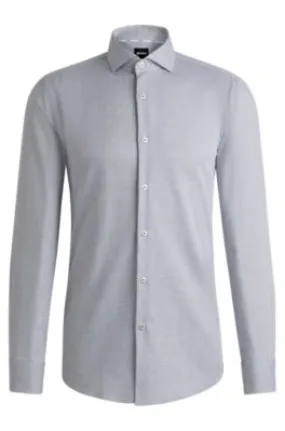 Slim-fit shirt in easy-iron stretch cotton