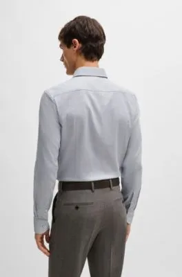 Slim-fit shirt in easy-iron stretch cotton