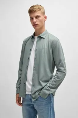 Slim-fit shirt in melange cotton piqué