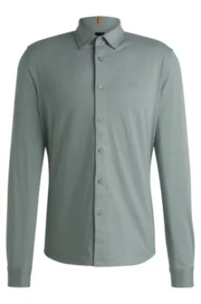 Slim-fit shirt in melange cotton piqué