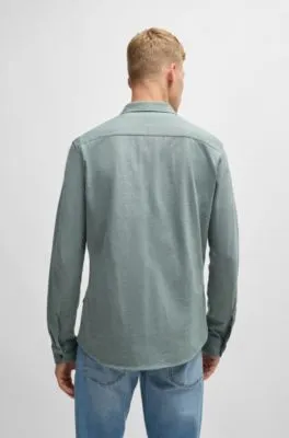 Slim-fit shirt in melange cotton piqué