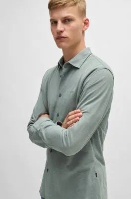 Slim-fit shirt in melange cotton piqué