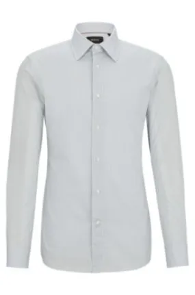 Slim-fit shirt in printed cotton with Kent collar