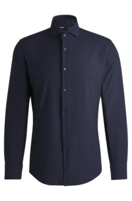 Slim-fit shirt in structured performance-stretch material