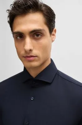 Slim-fit shirt in structured performance-stretch material