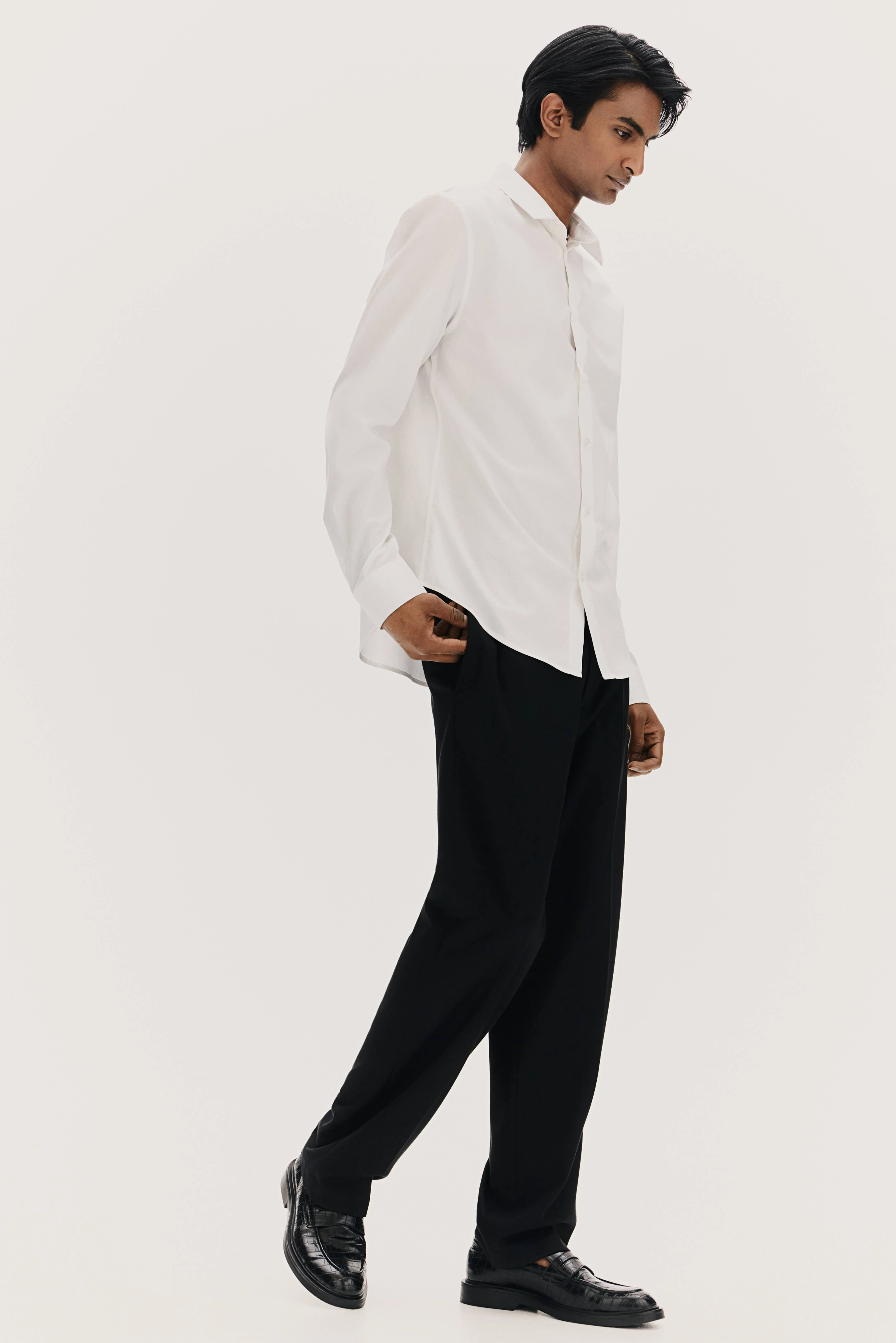 Slim Fit Shirt - Long sleeve - Regular length - White - Men | H&M GB