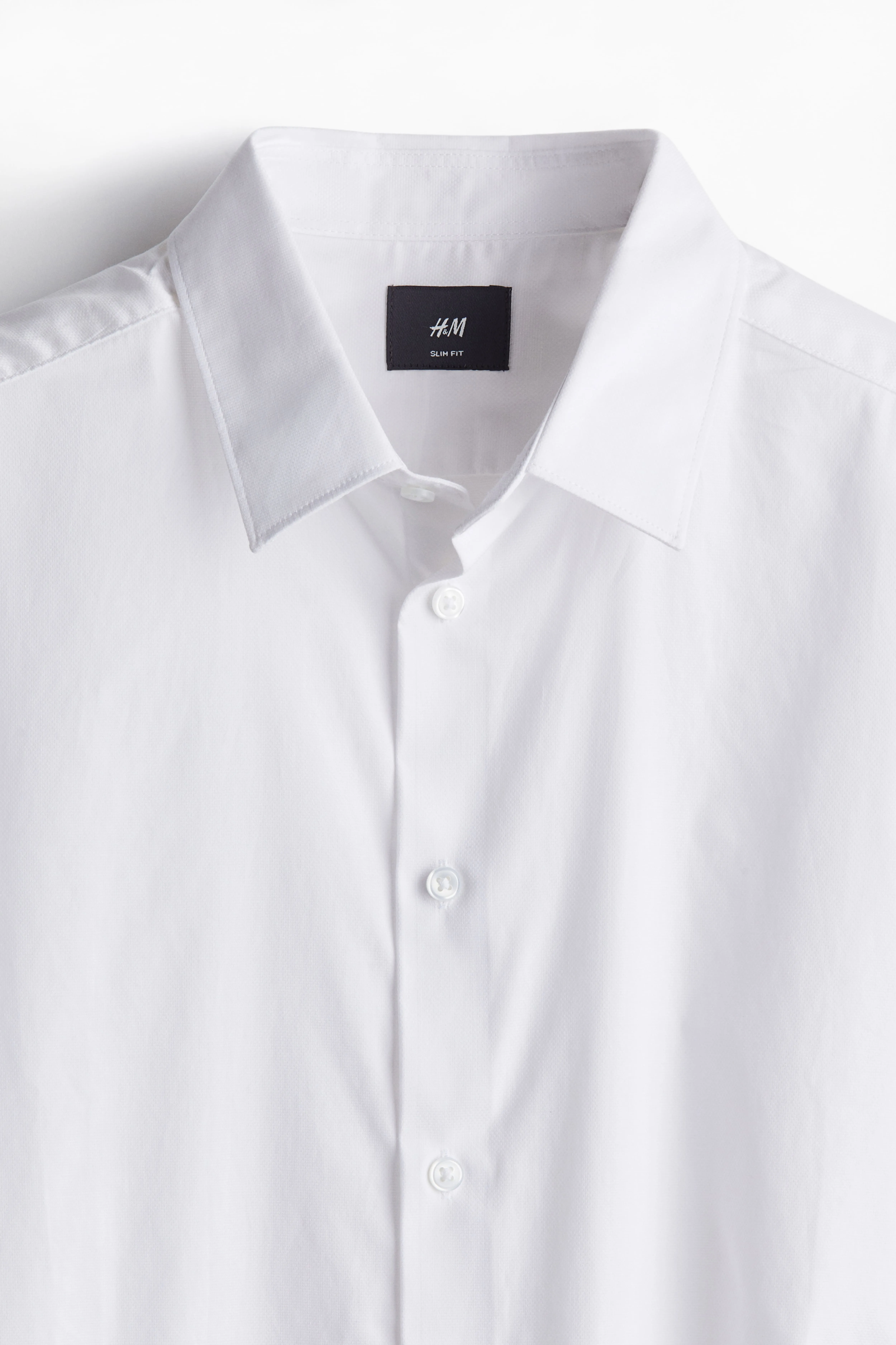 Slim Fit Shirt - Long sleeve - Regular length - White - Men | H&M GB