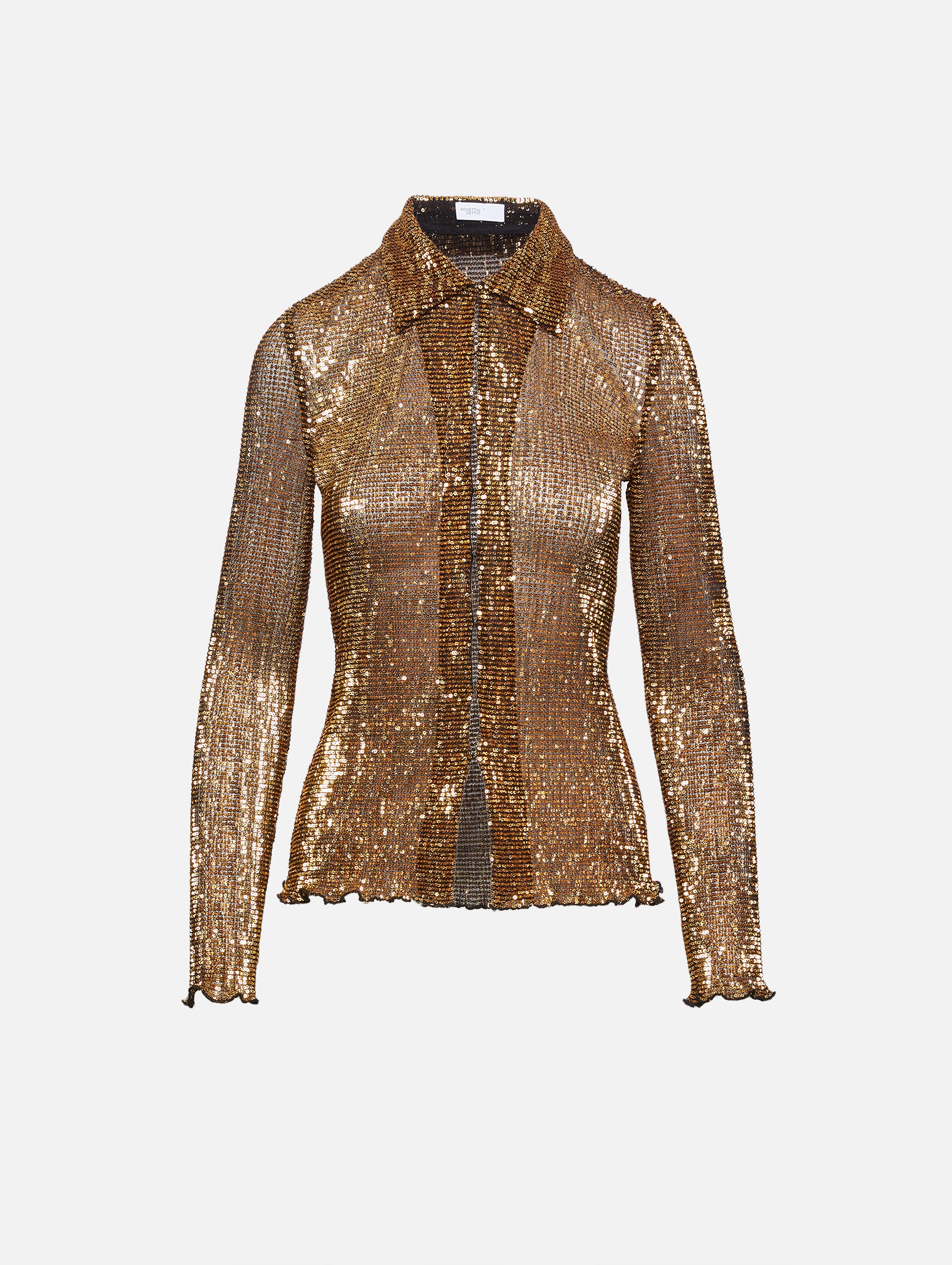 Slim Sequin Mesh Shirt