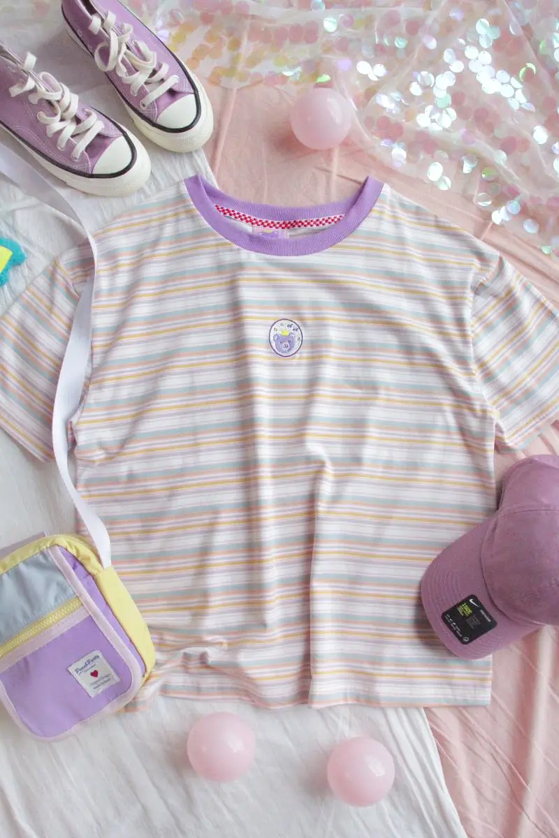 SOFTGIRL PURPLE STRIPE COTTON T-SHIRT BY22169