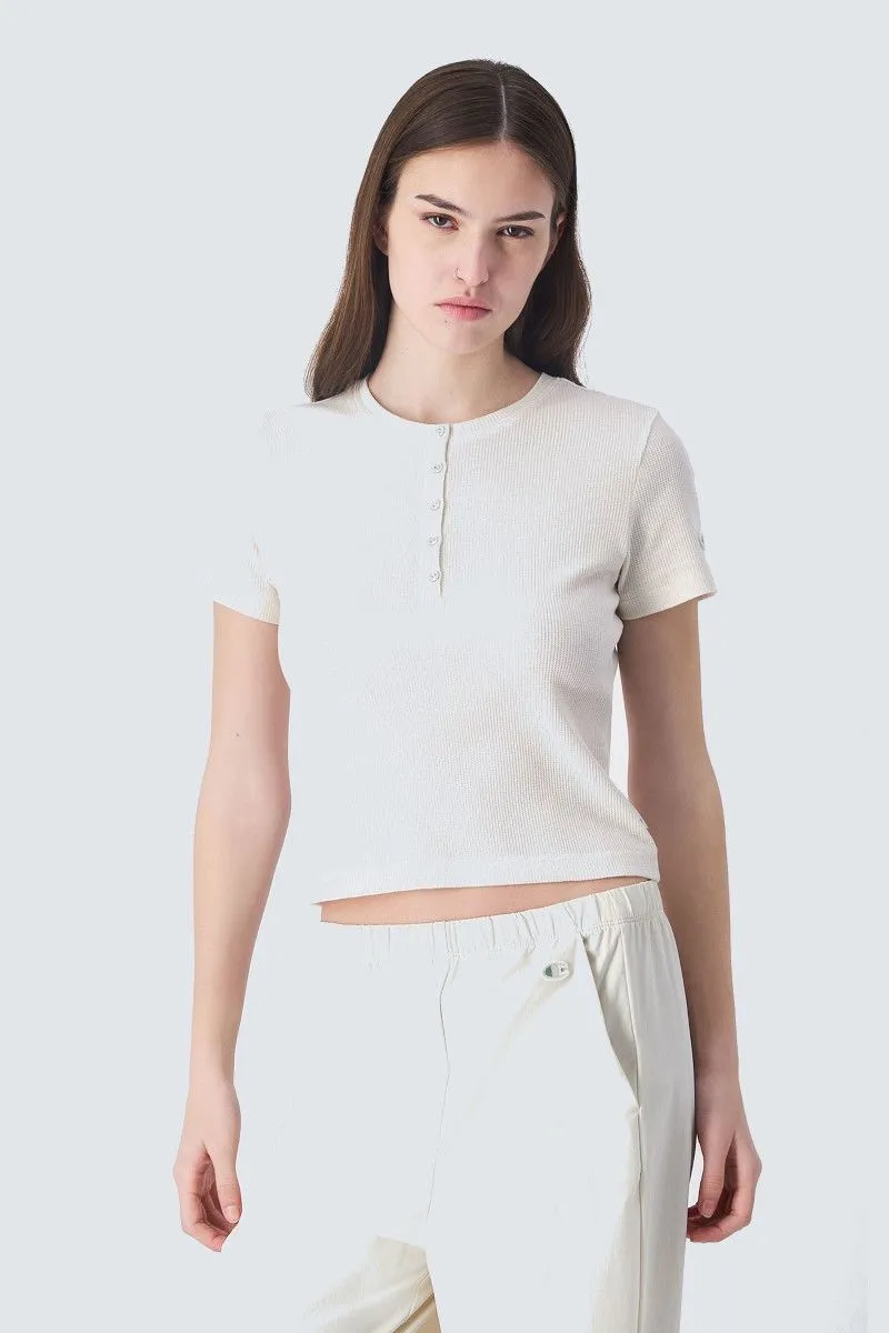 T-shirt slim in tessuto biologico donna Beige