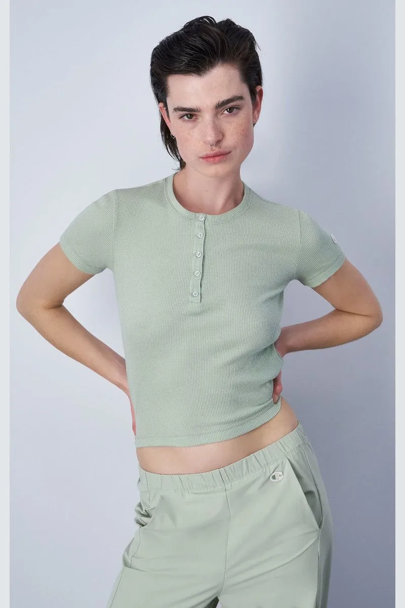 T-shirt slim in tessuto biologico donna Verde